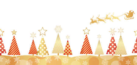 Christmas seamless forest background, vector illustration. Horizontally repeatable.のイラスト素材