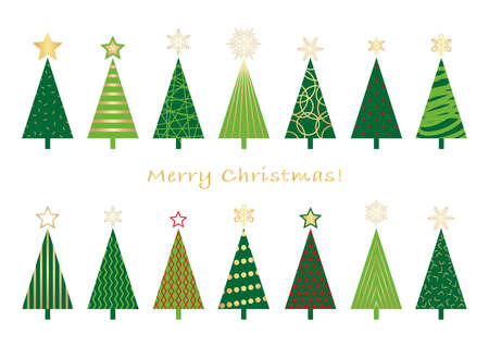 Set of assorted Christmas trees, vector illustration.のイラスト素材