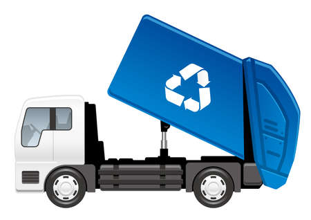 Garbage truck isolated on a white background, vector illustration.のイラスト素材