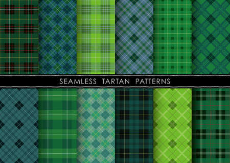 Seamless Tartan plaid set, vector illustration. Horizontally and vertically repeatable.のイラスト素材