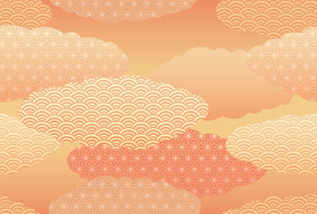 Japanese seamless abstract pattern, vector background illustration. Horizontally and vertically repeatable.のイラスト素材