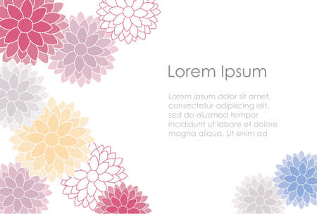 Japanese New Yearâs card template with chrysanthemum and a traditional pattern, vector illustration.のイラスト素材