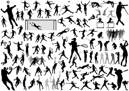 Sports silhouette vector set isolated on a white background.のイラスト素材