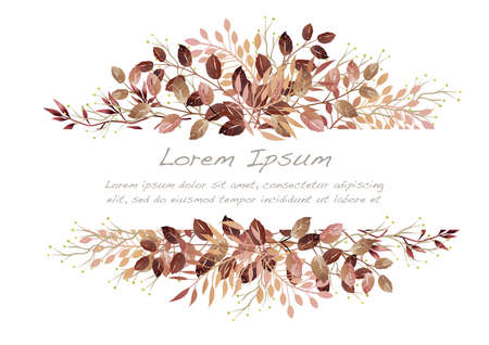 Vector Watercolor Botanical Background Illustration With Text Space Isolated On A White Background.のイラスト素材