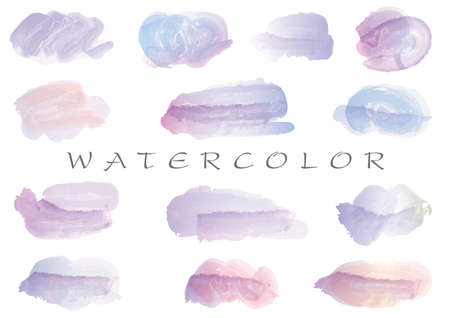 Set Of Vector Watercolor Brush Stroke Backgrounds Isolated On A White Background.のイラスト素材
