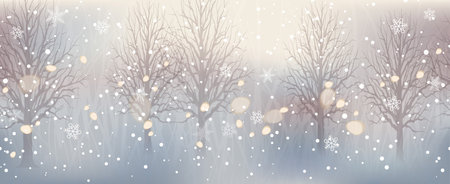 Seamless Abstract Winter Forest With Beautiful Sparkling Lights. Vector Christmas Background Illustration. Horizontally Repeatable.のイラスト素材