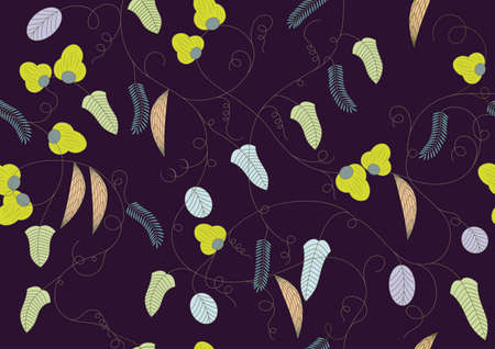 Seamless Botanical Vector Background With Flat Plants Drawings. Horizontally And Vertically...