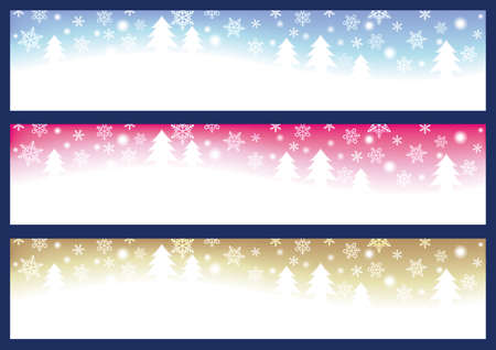 Vector Winter Forest Christmas Background Illustration Set Isolated On A Dark Background.のイラスト素材