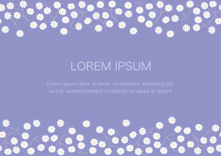 Seamless White Floral Frame Isolated On A Purple Background, Vector Illustration. Horizontally Repeatable.のイラスト素材