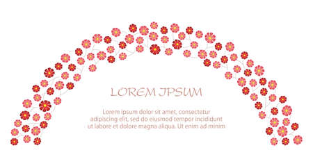Pink And Red Floral Arch Frame With Text Space Isolated On A White Background, Vector Illustration.のイラスト素材