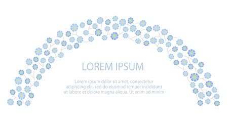 Blue Floral Arch With Text Space Isolated On A White Background, Vector Illustration.のイラスト素材