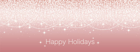 Abstract Pink Vector Happy Holidays Seamless Background With Bright Glittering Particles And Text Space.のイラスト素材