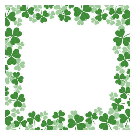 Vector Clover Square Frame Illustration For St. Patrickâs Day Isolated On A White Background.のイラスト素材
