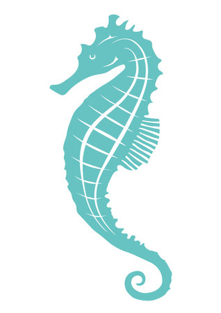 Vector Sea Horse Flat Silhouette Illustration Isolated On A White Background.のイラスト素材
