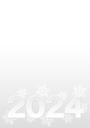 The Year 2024 Vector Monochrome Greeting Card Template With Snowflakes And Text Space On An Abstract  Background.のイラスト素材