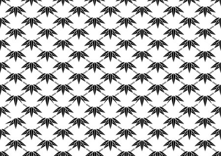 Seamless Monochrome Pattern With Japanese Vintage Bamboo Graphic Symbols. Vector Illustration. Horizontally And Vertically Repeatable.のイラスト素材