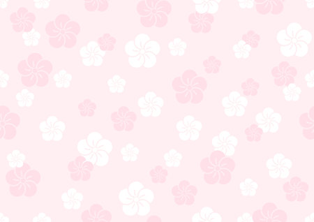 Horizontally And Vertically Repeatable Vector Seamless Pattern With Japanese Vintage Plum Flowers.のイラスト素材