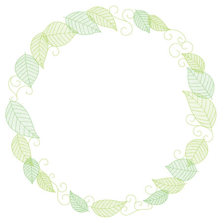 Vector Frame Illustration With Leaf Veins Silhouette Pattern Isolated On A White Background.のイラスト素材