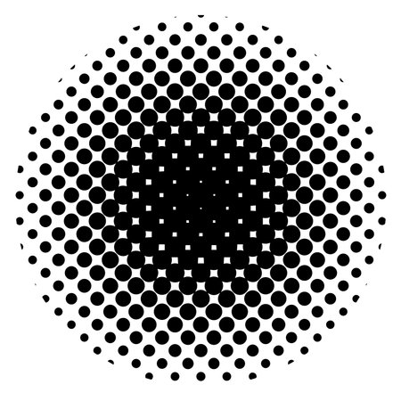 Monochrome Round Halftone Pattern Isolated On A White Background. Vector Illustration.のイラスト素材