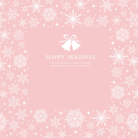 Happy Holidays Vector Square Frame Illustration With Abstract Snowflakes Pattern And Text Space.のイラスト素材