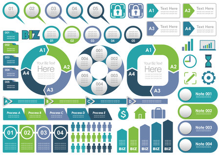Business Infographics, Tags, And Icons Set Isolated On A White Background. Vector illustration.のイラスト素材