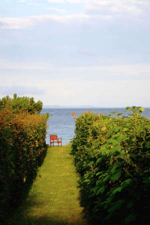 Lonely ocean chairの写真素材