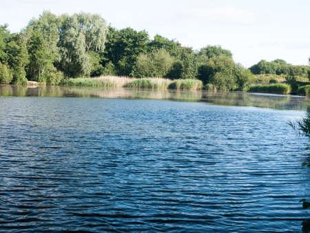 lake surface top with trees and sky outside wivenhoe essex england uk
