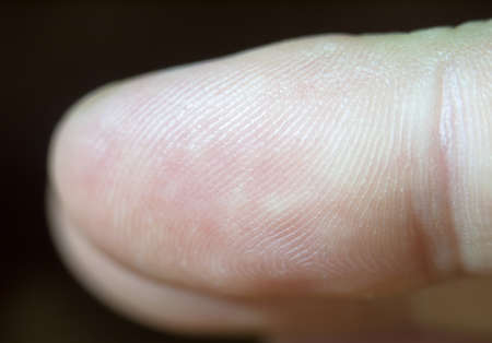 close up macro detail of a finger tip and its print; UKの写真素材