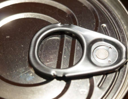 close up metal tin can opener top; England; UKの写真素材