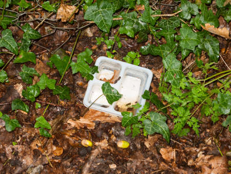 an empty bit of plastic on the ground environment rubbish; England; UKの写真素材