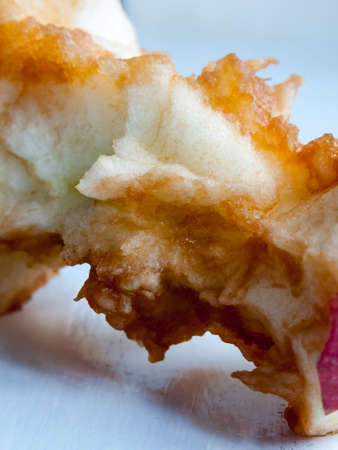 close up of eaten apple core rotting decay fresh; essex; england; ukの写真素材