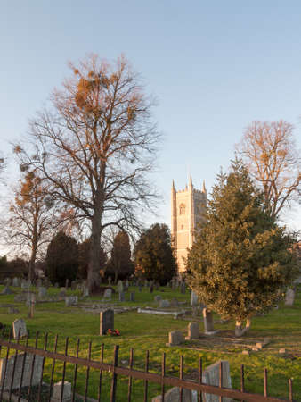 church cemetery with graves and trees country ; essex; england; ukの写真素材