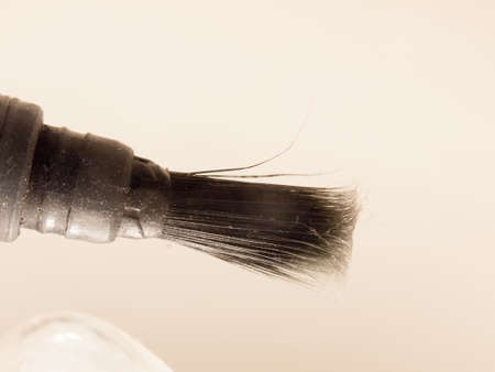 close up black bristles of paint brush pen watercolour; essex; england; ukの写真素材