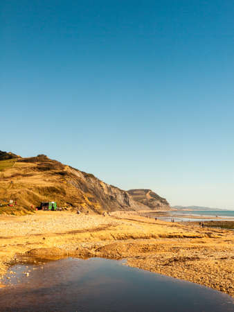 jurassic coast Charmouth dorset cliffs rocks landscape nature tourist people holiday destination fun...