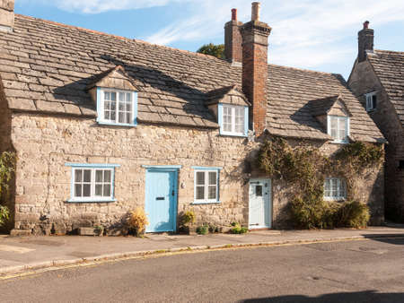 beautiful lane road country house small cottage perfect living chimney; Dorset; England; UK