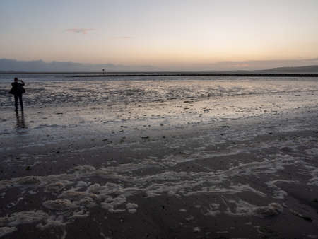 Llanelli beach south wales sky scene outside landscape beauty - Wales; UKの写真素材