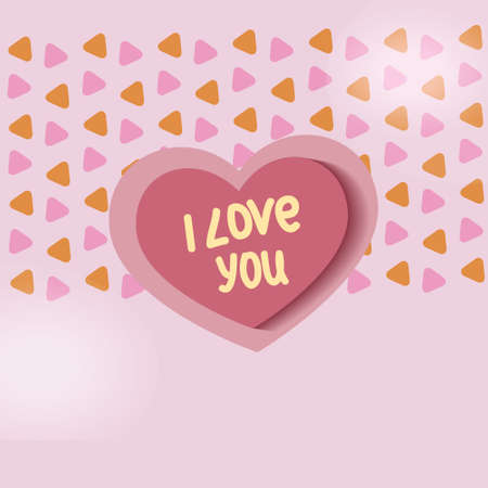Valentines Day Card With Heart on a pink background. I love youのイラスト素材