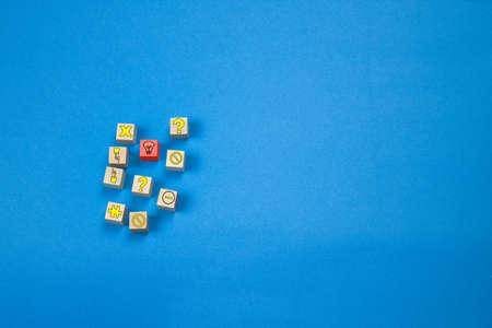 wooden blocks with drawn shapes showing the concept of ideaの写真素材