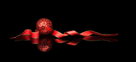 Christmas decor red, black backgroundの写真素材