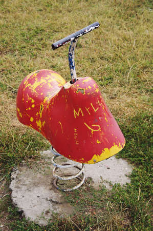 Abandoned rocking horse toyの写真素材
