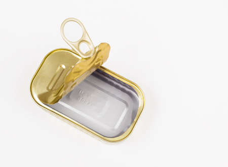 Opened empty fish tin