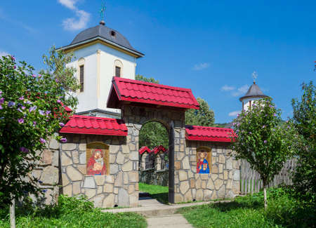 Entrance in Crasna Monastery, beautiful old orthodox monastery in Izvoarele village, Prahova County, Romaniaのeditorial素材