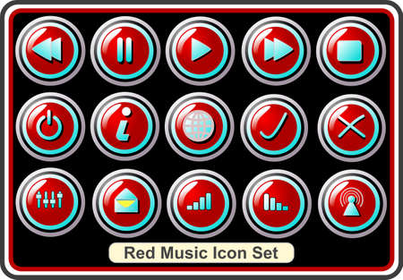 Red Music Icon setのイラスト素材