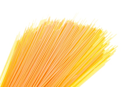 Dry Italian pasta on white backgroundの写真素材