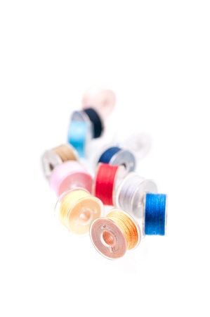 Colorful thread bobbinsの写真素材