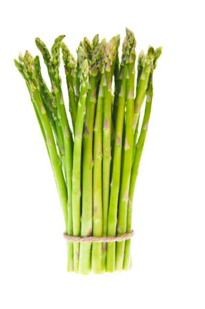 Fresh asparagus tide in a bunch with a thin ropeの写真素材