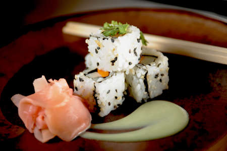 Japanese sushi close upの写真素材