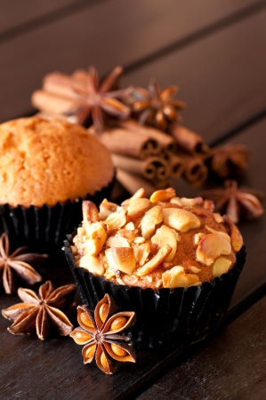 Cashew nut muffin and spices close upの写真素材