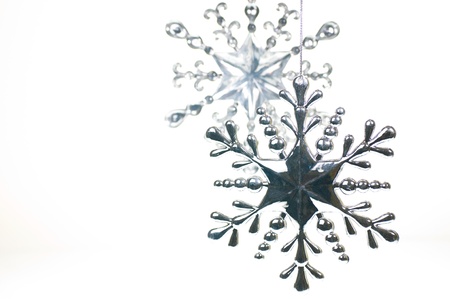 Silver and glass Christmas hanging starの写真素材