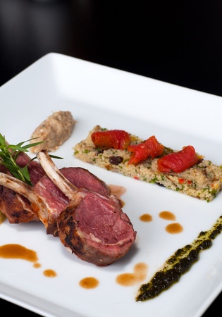 Roast Australian Lamb with couscous and basilの写真素材